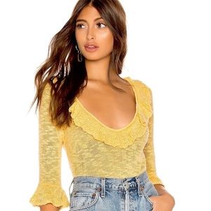 Lovers + Friends Yellow crop sweater
